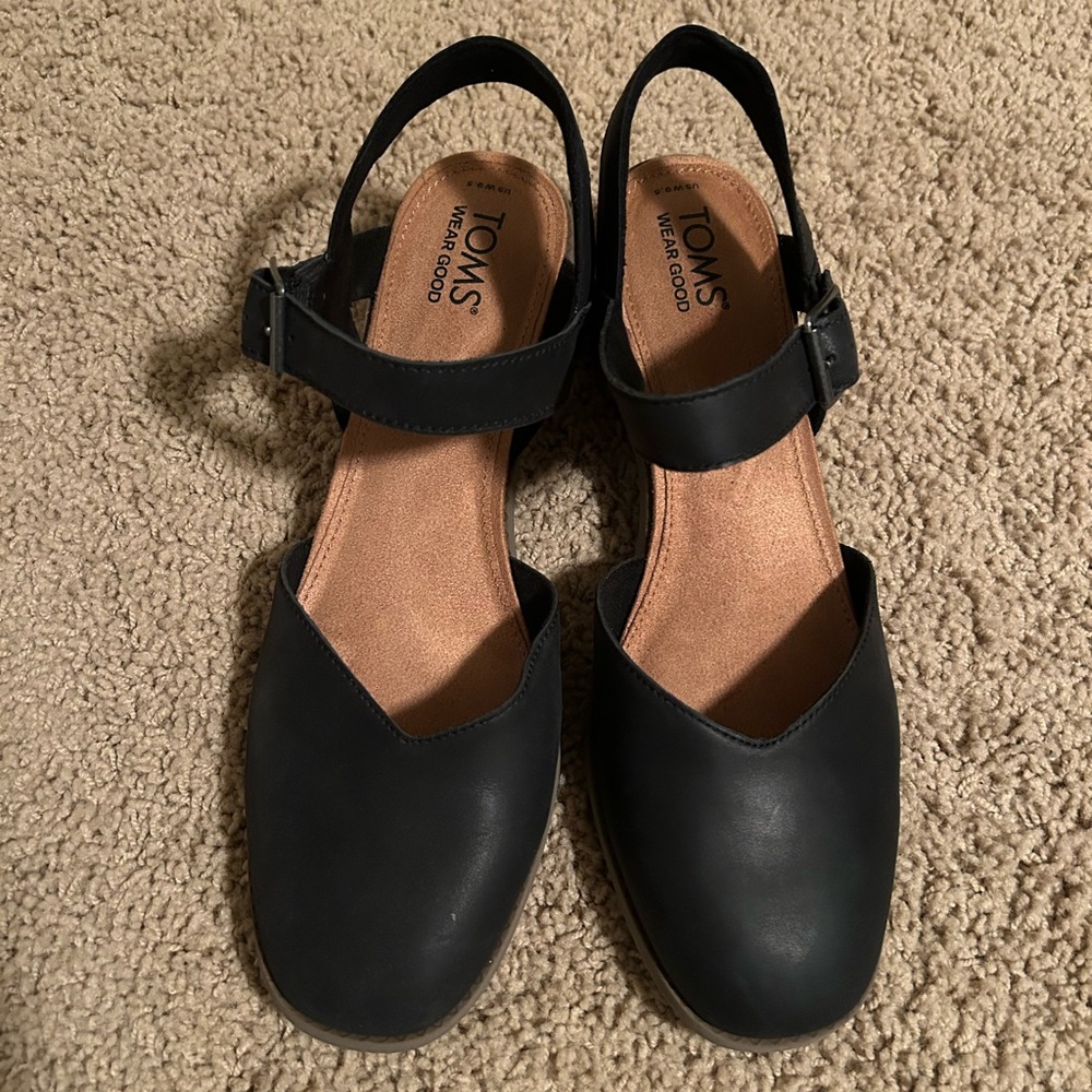 TOMS Jaclyn Black Leather Heel